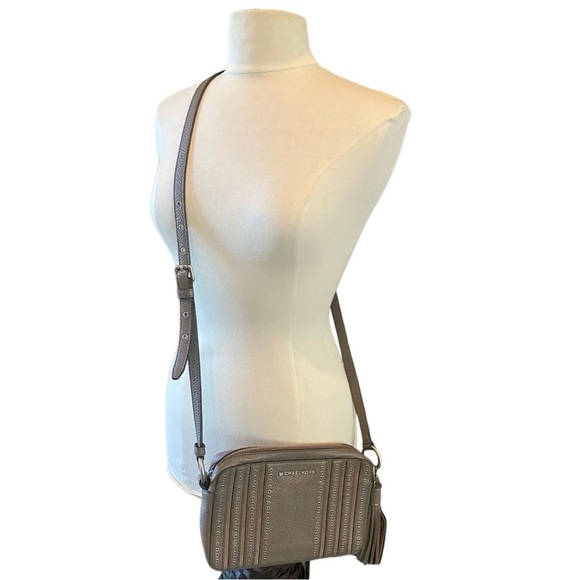 NWOT Michael Kors | Brooklyn Leather Mini Grommets Crossbody Bag, Cinder Taupe - Picture 9 of 12